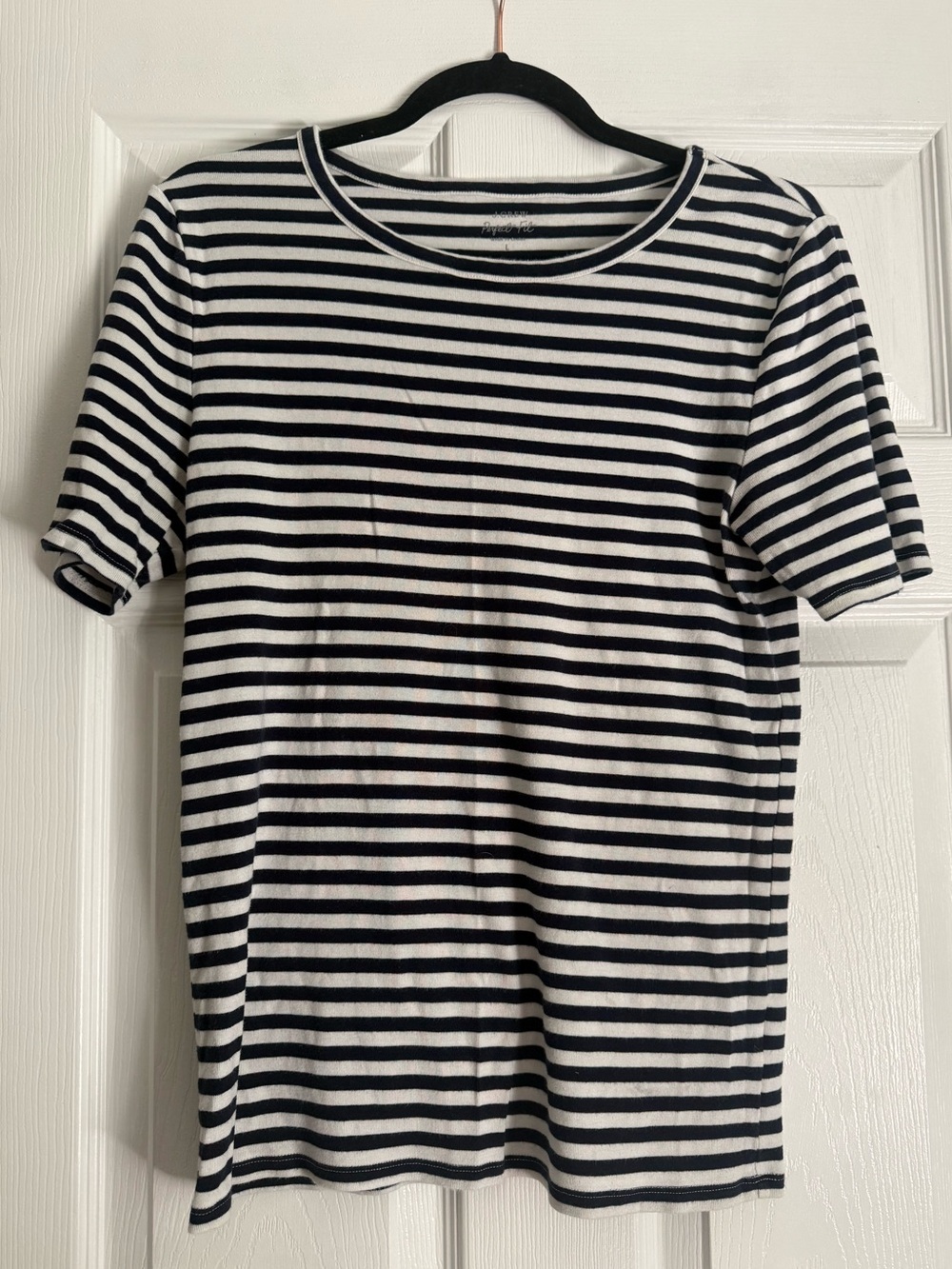 J.Crew Navy & White Striped Cotton Tee | Classic French-Inspired Nautical Top